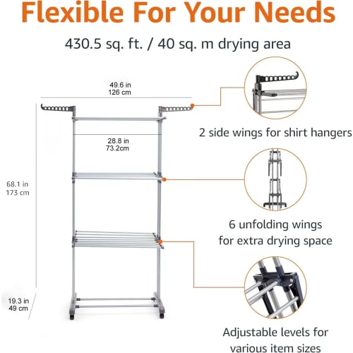 Basic Folding Clothes Drying Rack, Indoor Clothes Dryer, Silver
