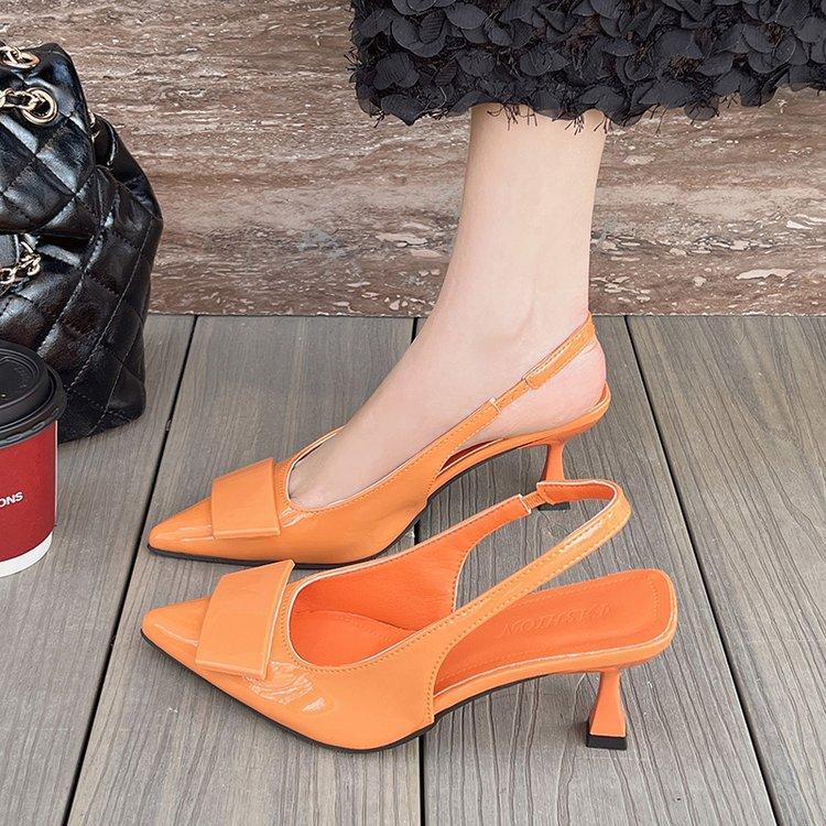 French temperament socialite blue high heels women's shoes 2025 new design pointed head shallow mouth thin heel empty sandals