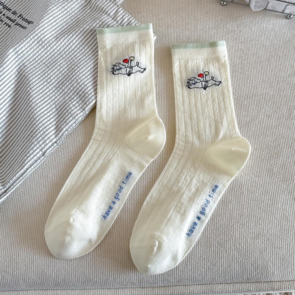 Summer Lightweight Breathable Socks - Netted Ankle-length Socks, Colorful Cartoon-style Pile-up Socks, No Ribbed Stripes, Frilled Edges Socks