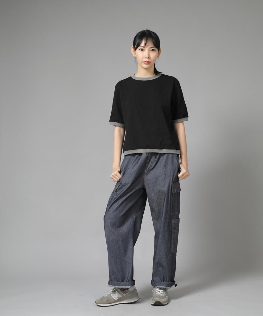 Seinteukeulu Double Cargo String Jogger Pants Dcj-338 Denim Light Indigo