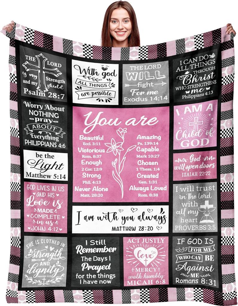 Inspirational Christian Throw Blanket Soft Warm Flannel Perfect Spiritual Gift for Women Men Birthday Present x Inches