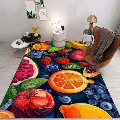 Tapete de Frutas Desenho Animado Sala de Estar Quarto Cozinha Mesa de Sofá Tapete de Varanda Antiderrapante Lavável Ornamento de Casa Exquisito