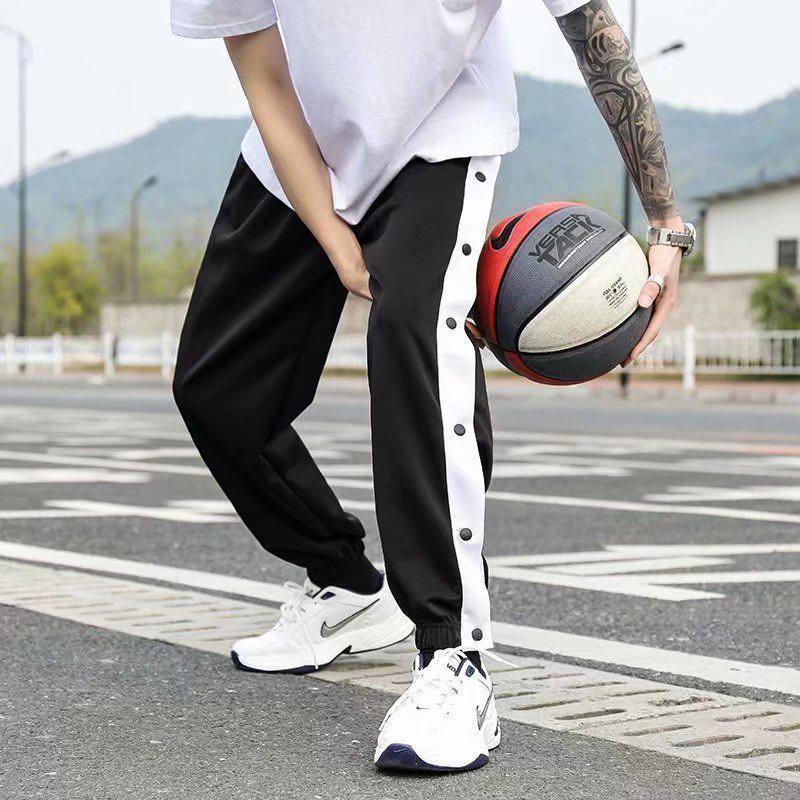 Herren High Street Basketballhose mit Knöpfen - Leichte, 9-Punkt-Freizeitleggings für Sport im Frühling und Herbst