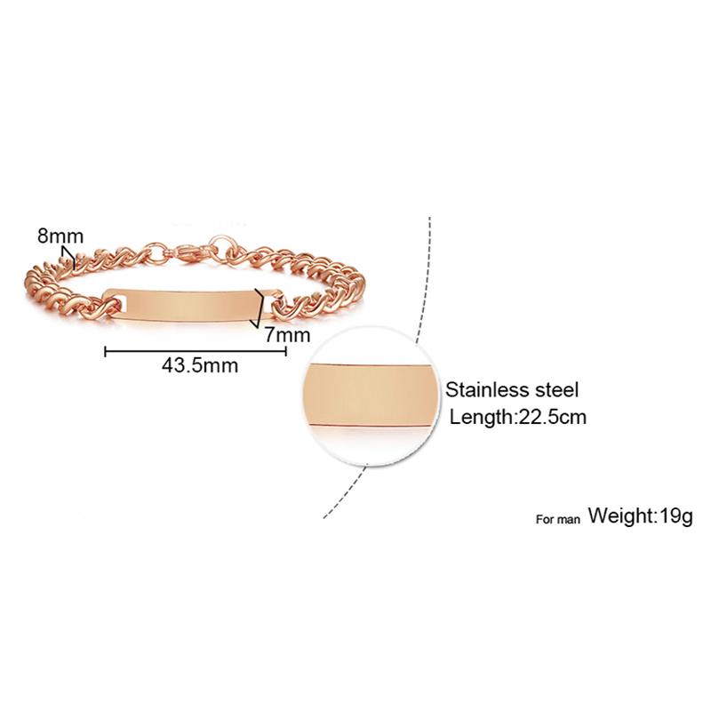 Free Engraving Custom Couple ID Bracelets for Men Women Bangle Stainless Steel Chain Link Personalized Unique Name Brazalete