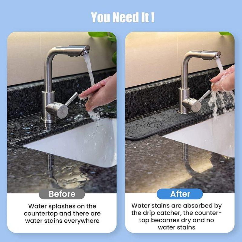 Grifo de Baño Almohadilla de Absorción de Agua para Fregadero Accesorios de Cocina Almohadilla Seca Antisalpicaduras Lavado Cubierta Impermeable Almohadilla para Encimera