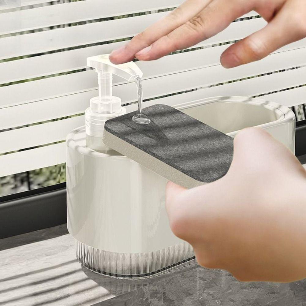 Plastic Kitchen Soap Dispenser with Sponge Holder Manual Press Soap Box  Countertop