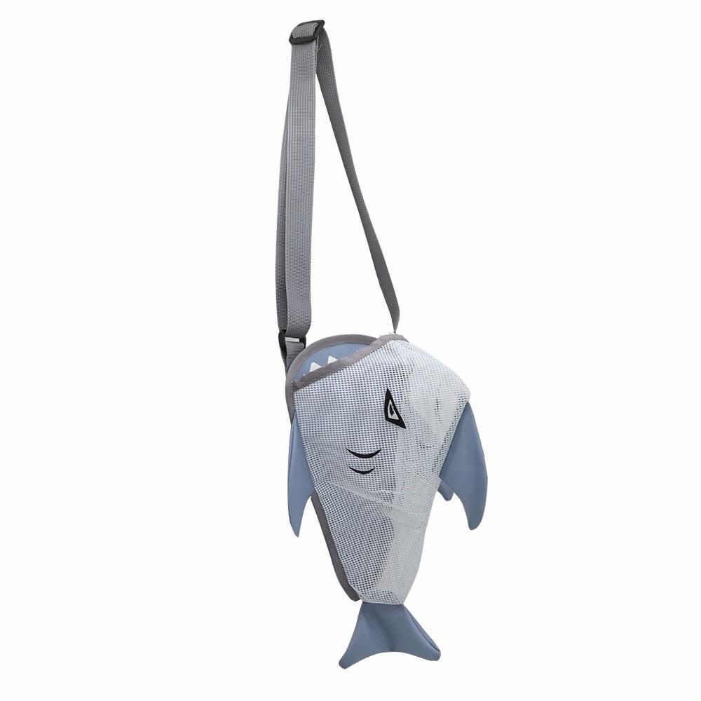 New Cute Cartoon Kids Shark Beach Bag Lightweight Portable Mesh Storage Bag with Adjustable Strap Children s Crossbody Bag серый