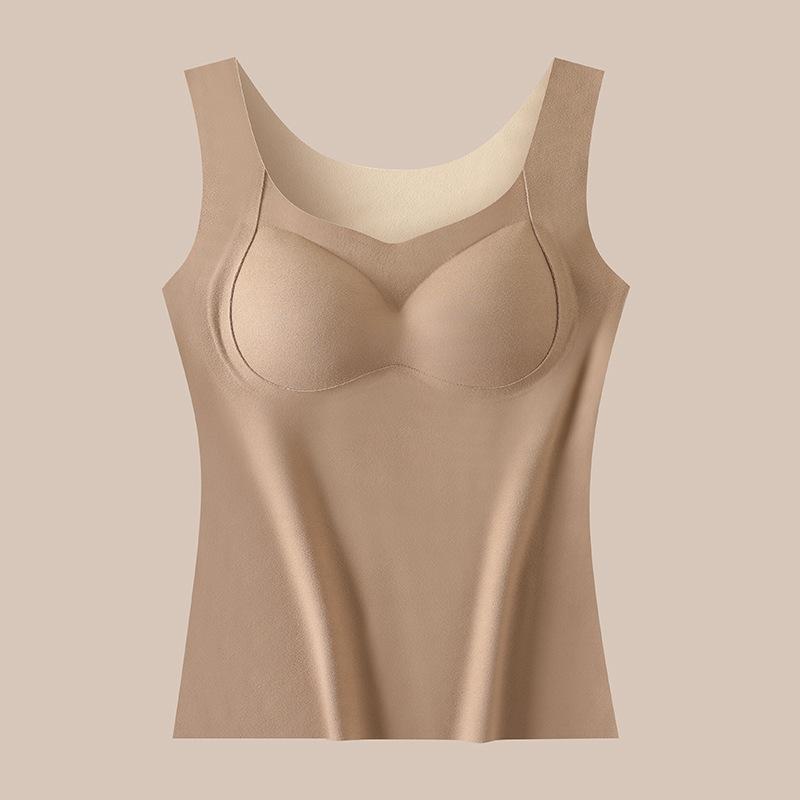 V Neck Thermal Tank Top With Built In Bra M хаки