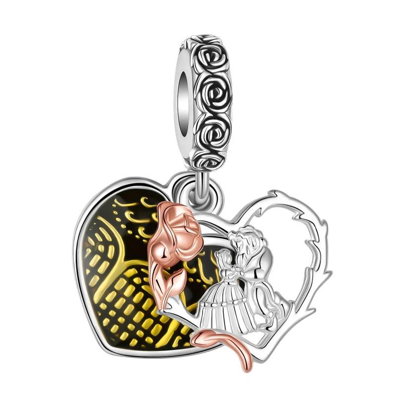 Sparkling Birthstone Charms Copper Heart Mom Key Pendant Bead Fit Original Necklace Bracelet Women Jewelry Diy Gift