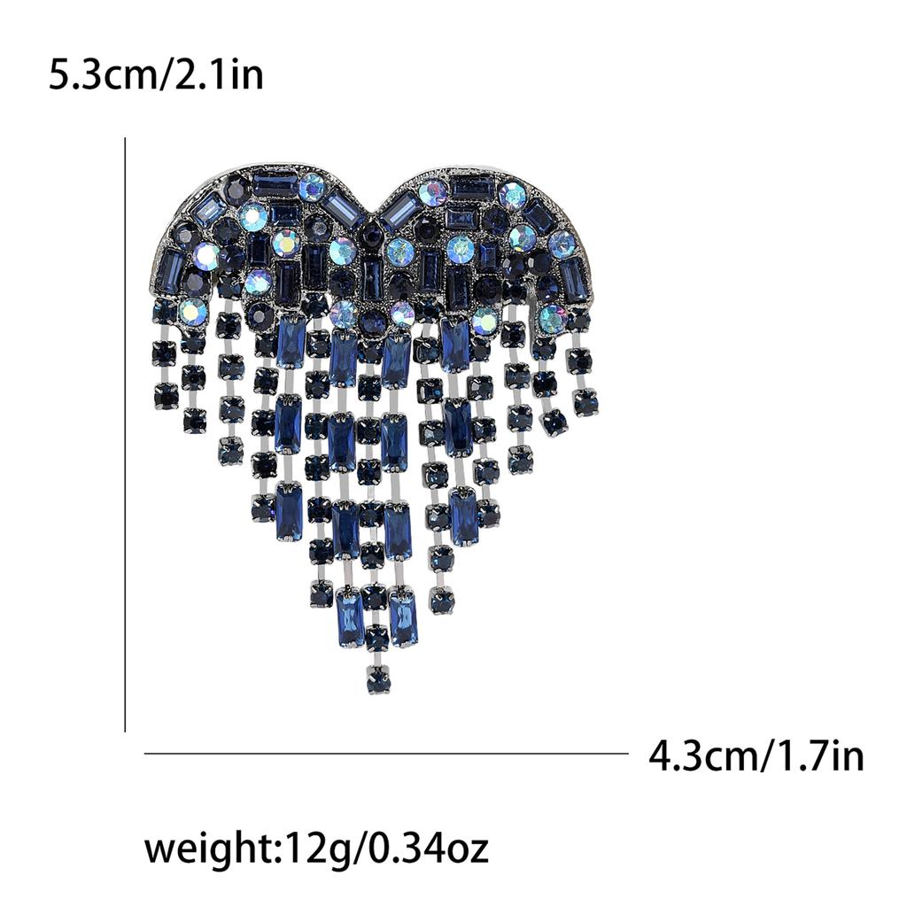 Stilvolle Strass Liebesbroschen für Damen Unisex Quaste Valentinstag Herz Anstecknadeln Bankett Party Rucksack Geschenke Schmuck Accessoires