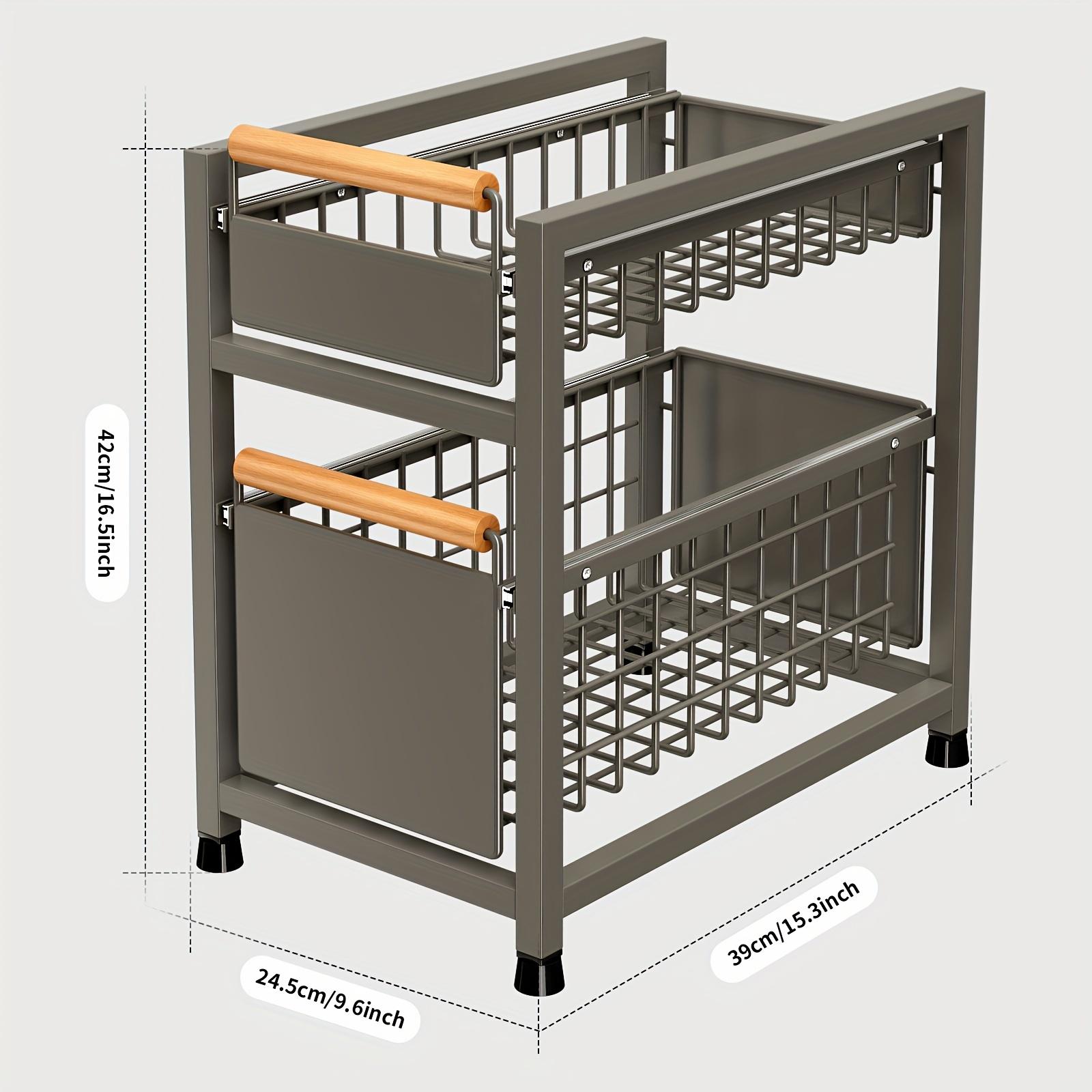 

Многофункциональный металлический органайзер для кухонного шкафа для закусок и ванных принадлежностей, выдвижной ящик для хранения, экономящий место 2 Tier серый