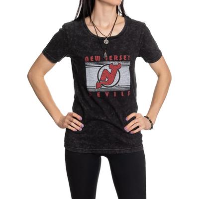 Calhoun NHL Womens Acid Wash Round Neck Block Logo T-Shirt