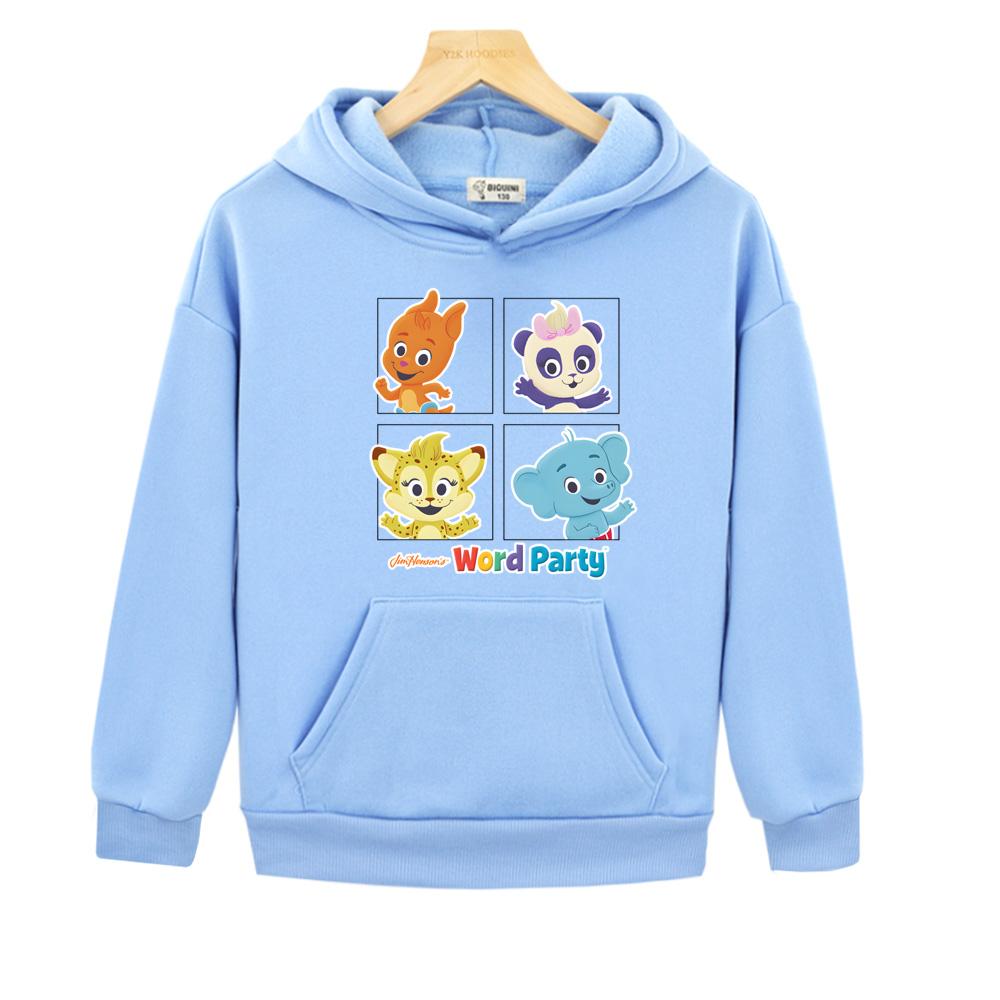 cartoon Word Party Hoodies children's Sweatshirts Kawaii Cartoon Boys/girls Clothes Fleece Autumn/Winter Streetwear High Quality