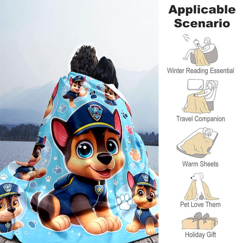 1pc Blanket Paw Patrol characters Print Design, Lightweight Blanket for Sofa, Bed- Soft &Warm, Gift for All Seasons like Christmas, Halloween