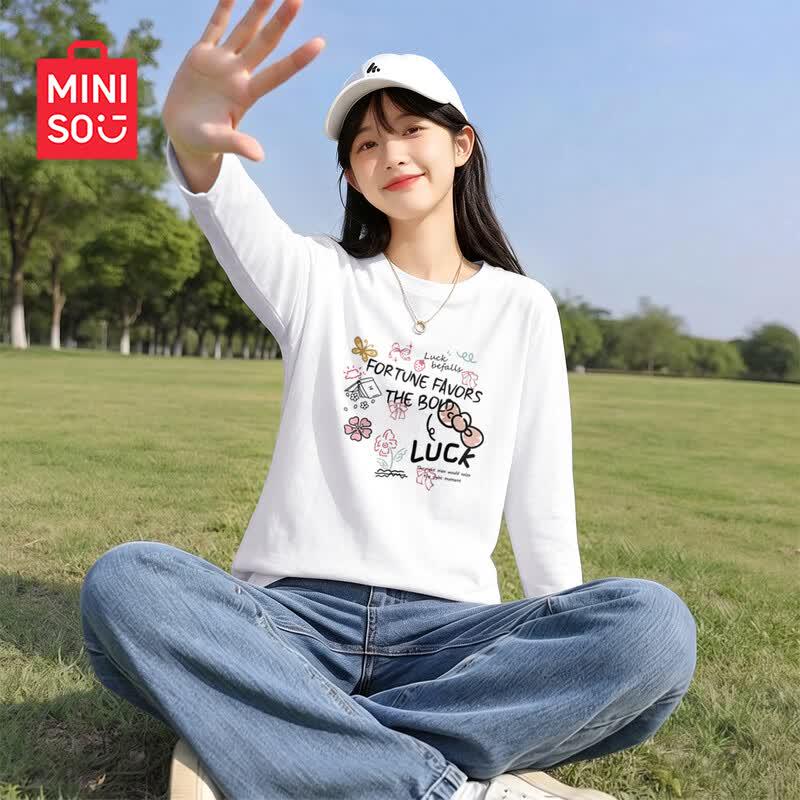 Miniso Women's Pure Cotton Long Sleeve T-Shirt