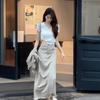 Korean Style Polo Collar T-Shirt & High-Waist Long Skirt Summer Outfit Set