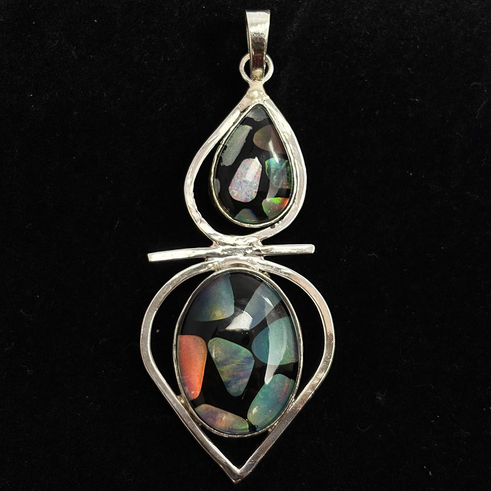Natural Opal Pendant 52 ct Sterling Silver Fancy for Anniversary Gift October Birthday Birthstone