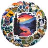 50pcs Waterproof Outdoor Stickers Set for Luggage Bike Car Forest Camping Hiking Travel Scenery Decals Graffiti Sticker Toys