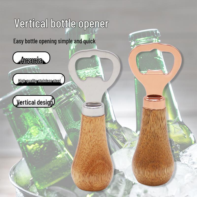 Rose Gold Vertical Wine Opener with Solid Wood Handle