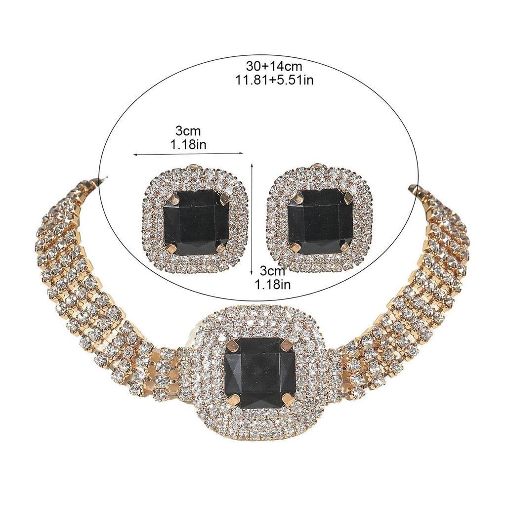 Luxury Rhinestone Necklace & Earrings Set for Women - Perfect Bridal Wedding Jewelry