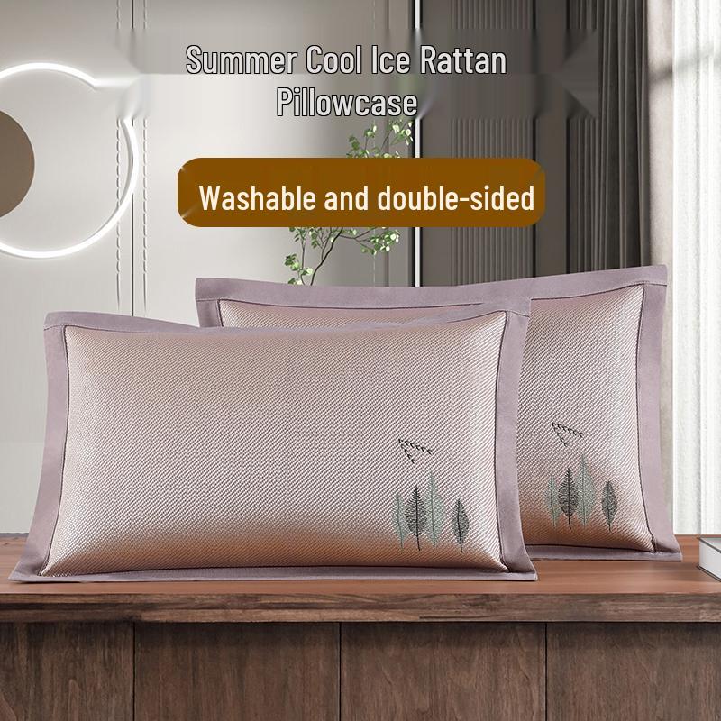 Cooling Ice Silk Summer Pillowcase, Machine Washable, Single Size