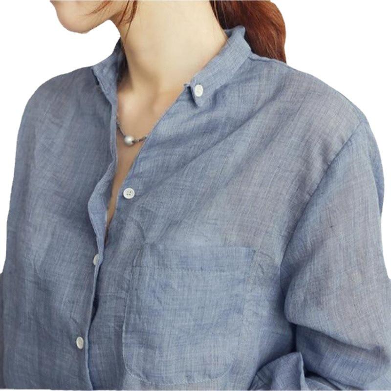 1116 Women's New Women's Fashion Casual Cotton and Linen Shirt, Women's Long Sleeves, Loose, Thin Sunscreen Clothing