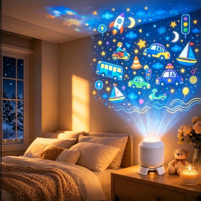360 Rotating LED Projector Atmosphere Light Rechargeable Dimmable Night Lamp for Kids Bedroom Nursery Decor