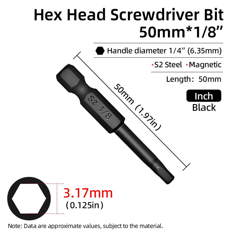 50mm hexagonal șurubelniță biți Imperial magnetică hexagonală Allen cheie burghiu biți inch 5/64-5/16 șurubelniță burghiu electric scule de mână