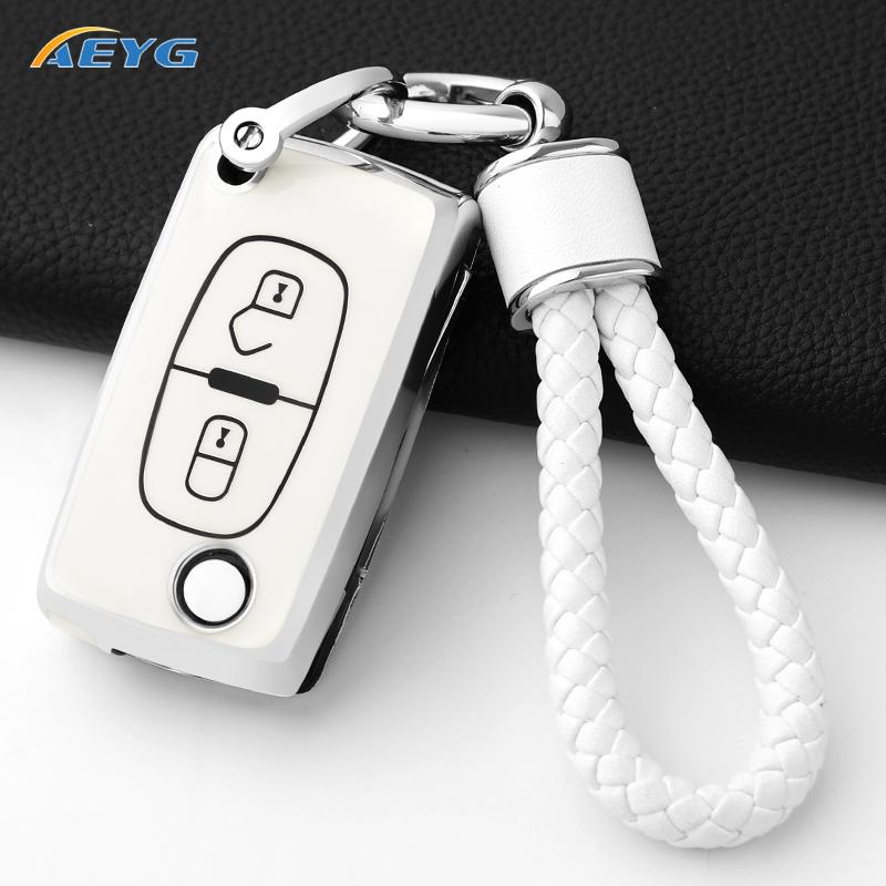 TPU Car Remote Key Case Cover For Peugeot Partner Citroen Berlingo C3 Picasso 2009 2010 2011-2016 Key Chain Accessories
