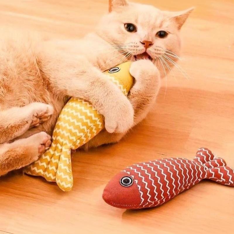 Cat Toy Self High Boredom Resistant Bite Clean Teeth Linen Fish Grinding Teeth Fun Cat Toy Cat Simulation Fish Toy Pet Supplies