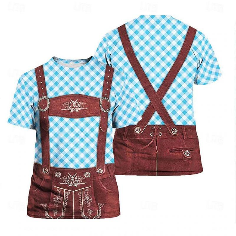 Oktoberfest Beer Pattern Men's T-shirt Loose Short-sleeved T-shirt Fake Sling 3D Printed Tshirts Fake Farm Work Unisex T-shirt