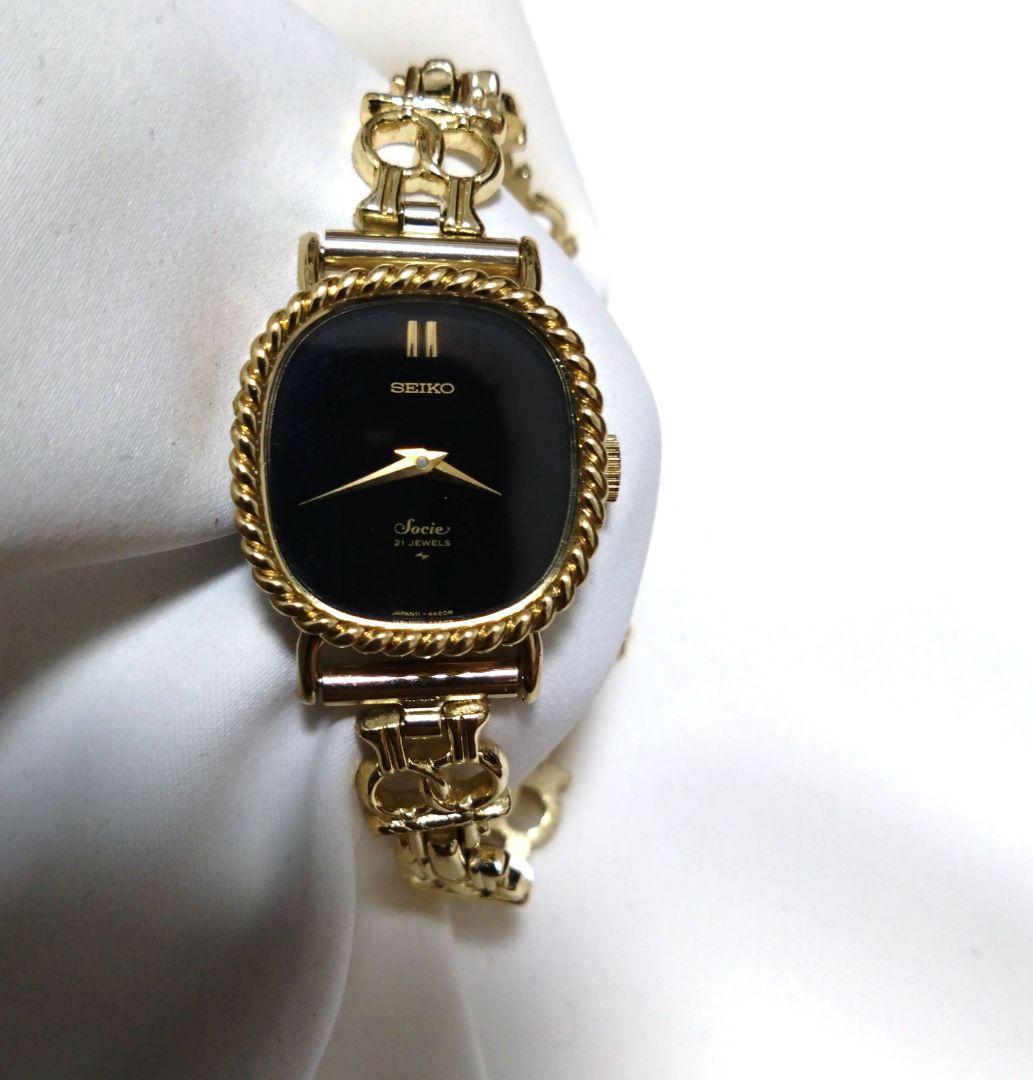 

[USED] Extremely rare SEIKO Socié black watch with a unique bezel. Working.