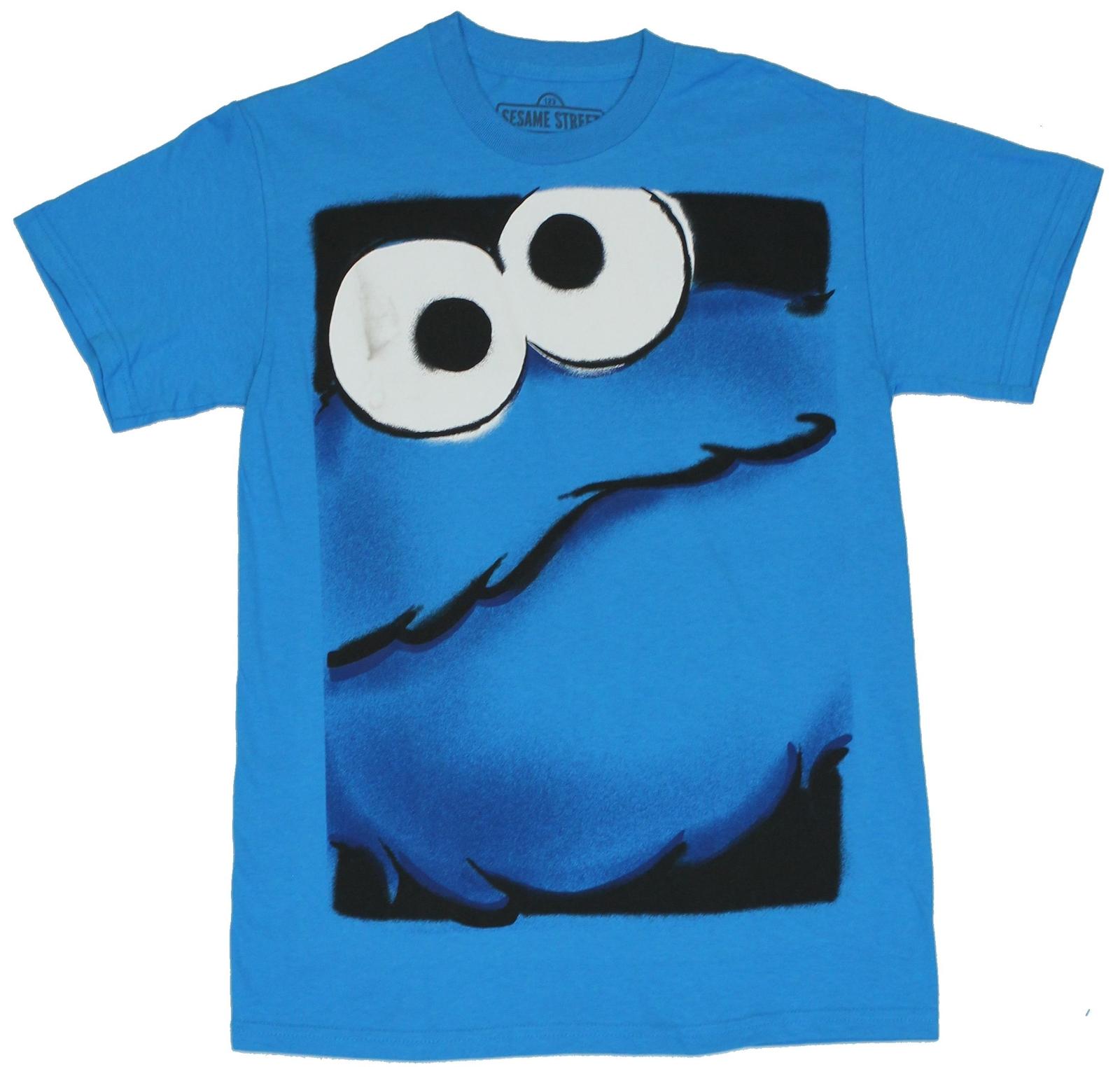 Sesame Street Mens T-shirt Giant Closed Mouth Cookie Monster Box Image XXL
