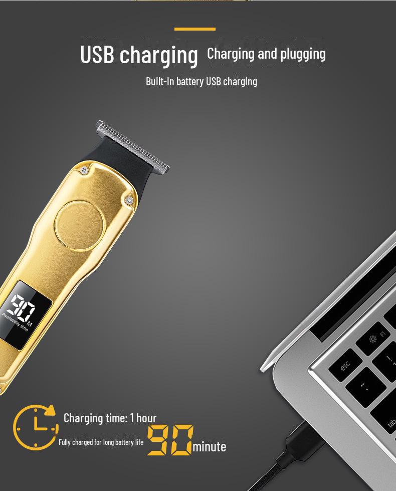 SHINE Cross-Border Electric Hair Clippers with Digital Display – White, Light, Shaver & Balding Clipper