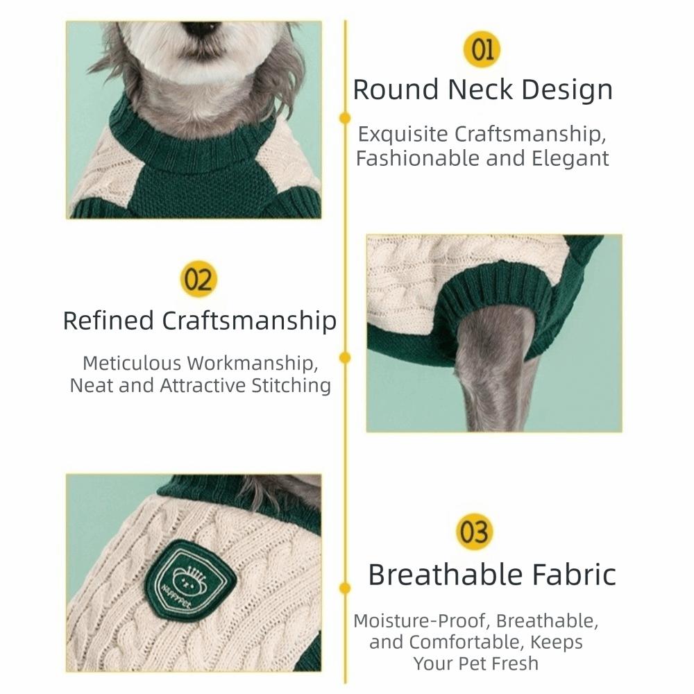 Casual College Style Pet Knitted Vest Classical Breathable Dog Pullover Comfort Round Neck Dog Hoodie Daily Wear