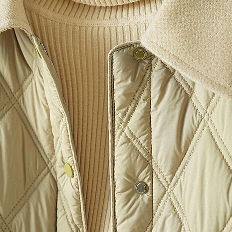 Dam Kort Vadderad Jacka Vinter Lös Varm Quiltad Jacka Mode Ståkrage Bomull Ytterkläder