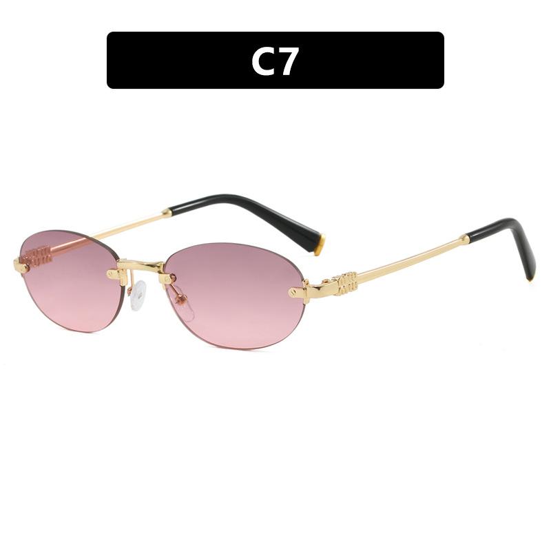 Retro Frameless Oval Sunglasses Fashion Men Fishing Driving Glasses Uv400 Shades Eyewear Essential Goggles For Outdoor Travel