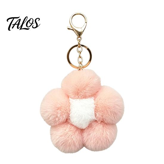 Women Bag Charm Plush Flower Keychain for Handbags, Five-petal Charm, Aesthetic Handbag Pendant Fluffy Backpack Hanging Accessory Soft