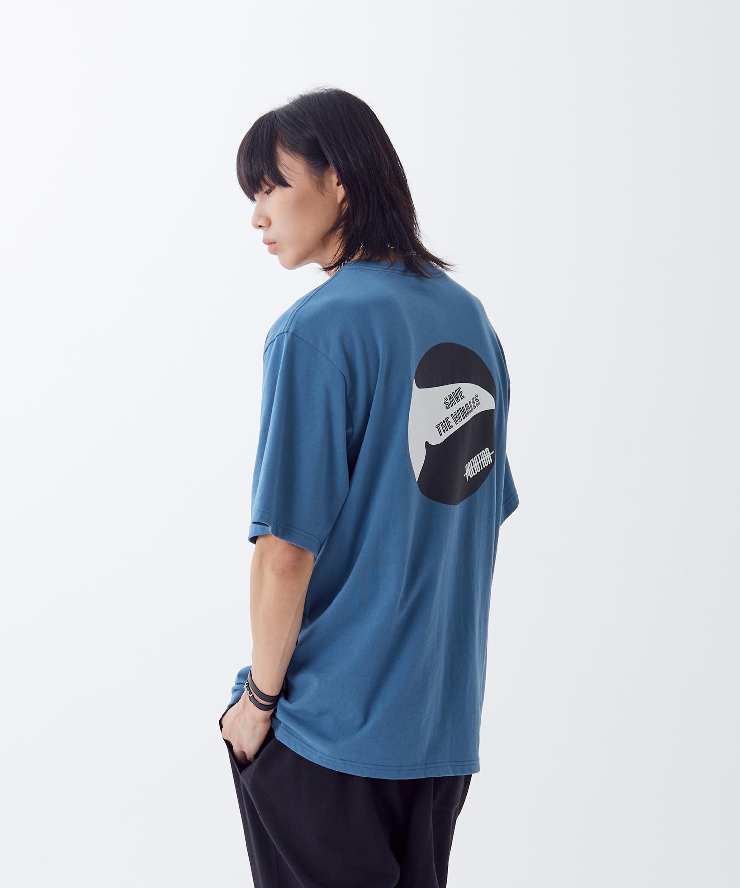 Pollution Whale Series-1 Half T-Shirt(Puncmts017_Bl) Dust Blue Bl/M