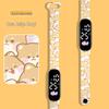 Girls' LED Cartoon Ink Waterproof Sports Watch with Luminous Bracelet Design