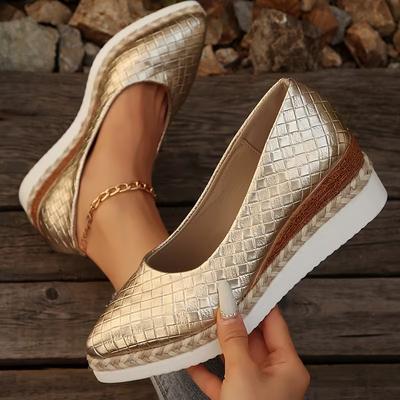 Neue Damen Jute Plateau-Sandalen Breite Passform Atmungsaktiv Zum Hineinschlüpfen Spitz Zehen Flache Schuhe Bequem Niedriger Keilabsatz Sommer Freizeit Schuhe