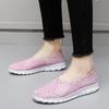Summer Moccasin Pink Beach Walking Shoes Women Casual Weave Soft Slip On Loafers  Braided Flats Sneakers