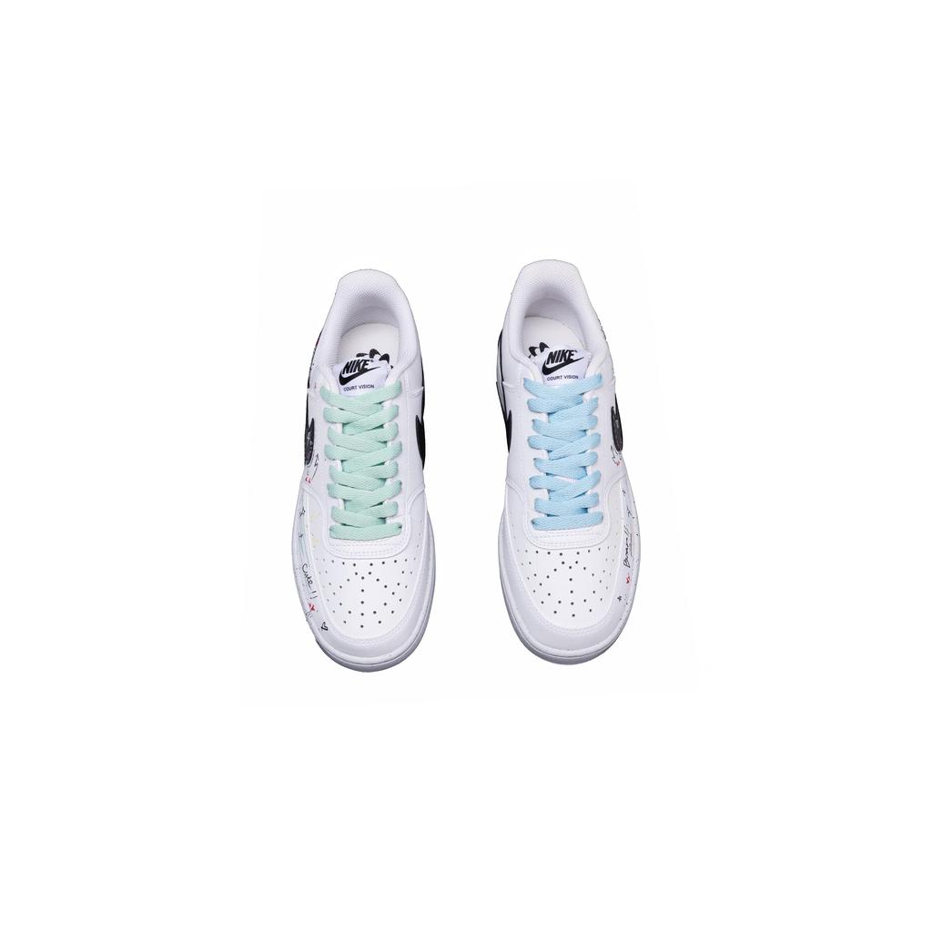 Nike Court Vision 1 Abrasion Resistant Low top Skateboard Shoes Men's Blue Green Mismatched DH2987-101(Team1058-)
