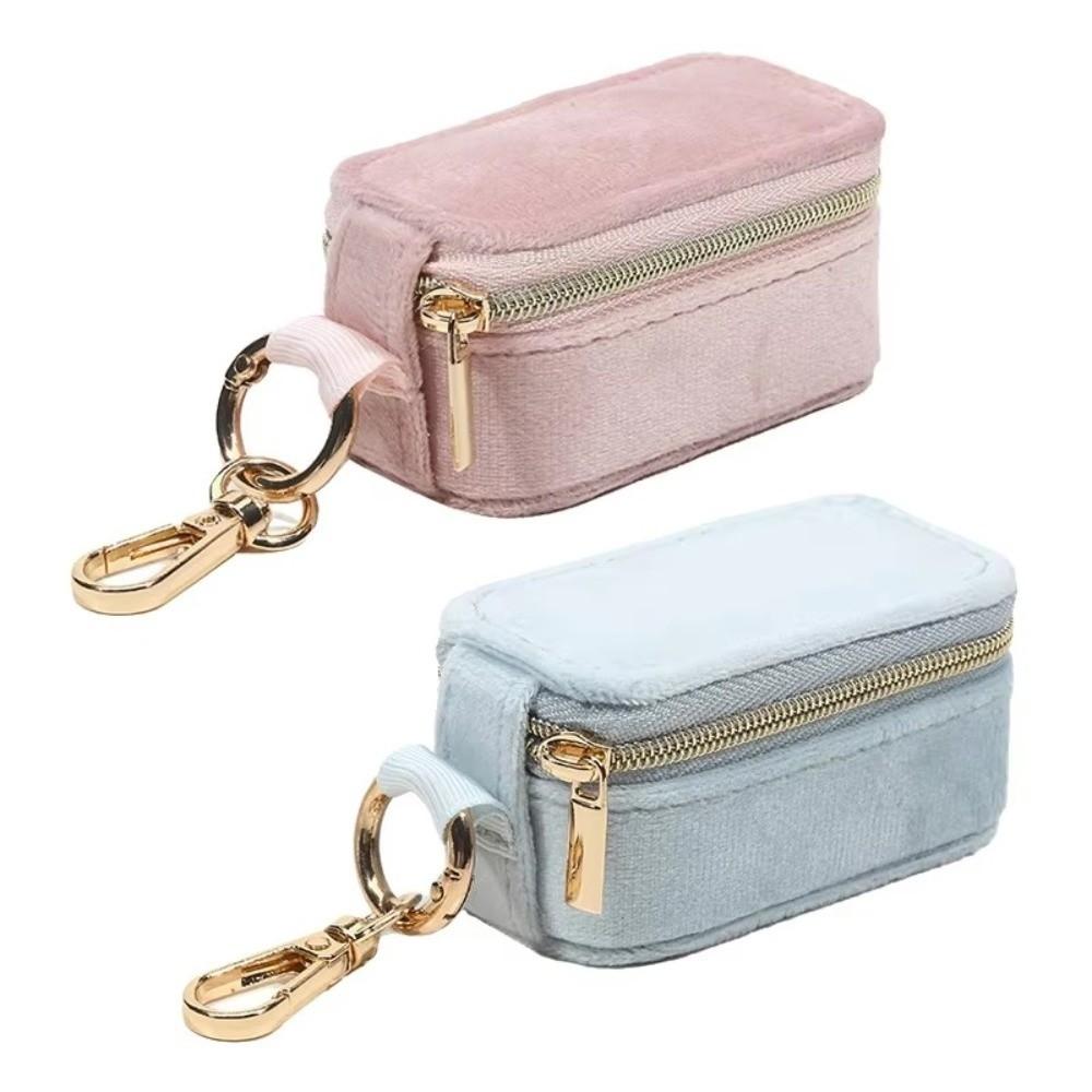 Zipper Closure Jewelry Organizer Velvet Material Jewelry Case Jewelry Storage Box  Travel Use