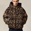 Dámská zimní péřová bunda Y2K s leopardím vzorem, Streetwear, s kapucí, na zip