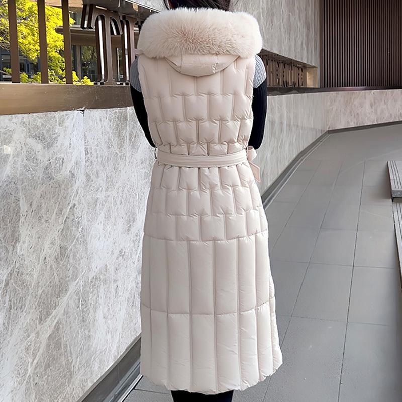Fashion Winter Long Vest Woman Coats Elegant Thick Warm Sleeveless Parka Women's Jackets