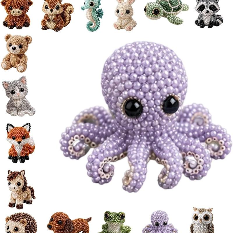 Cute Diy Handmade Colorful Beaded Animal Figurines Material Kit Perfect For Home Desktop Decor Ideal Gifts For Craft Lovers