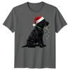 Black Labrador Dog Christmas Holidays Unisexs Unisexs Graphic Tee Santa Hat Lights
