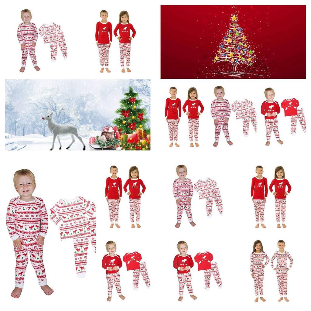 European And American Printed Christmas Home Clothing Suit For Parents And Children