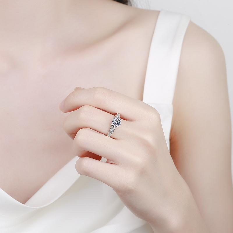 Tancise Classic 925 Sterling Silver Moissanite Ring Ladies Jewelry Wedding Promise Party Gift